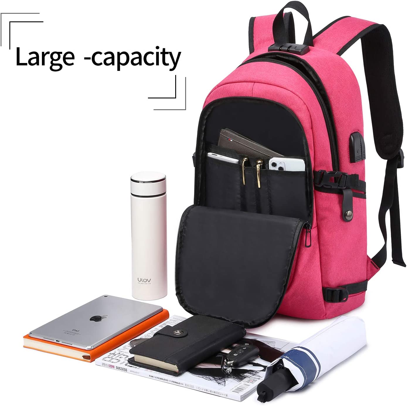 Laptop Backpack,Business Travel Anti Theft Backpack Gift for Men Women with USB Charging Port Lock,Slim Durable Water Resistant College School Bookbag Computer Bag Fits 15.6 Inch Laptop Notebook - Image 3